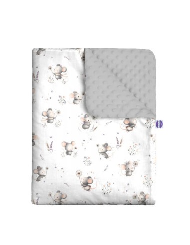 Myszki - Zestaw - Kocyk Minky + Poduszka Minky - dowolny rozmiar