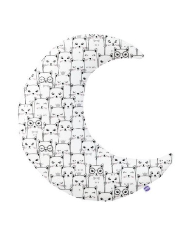 Kotek - Poduszka Dekoracyjna Bawełna + Minky Księżyc 45x45 cm