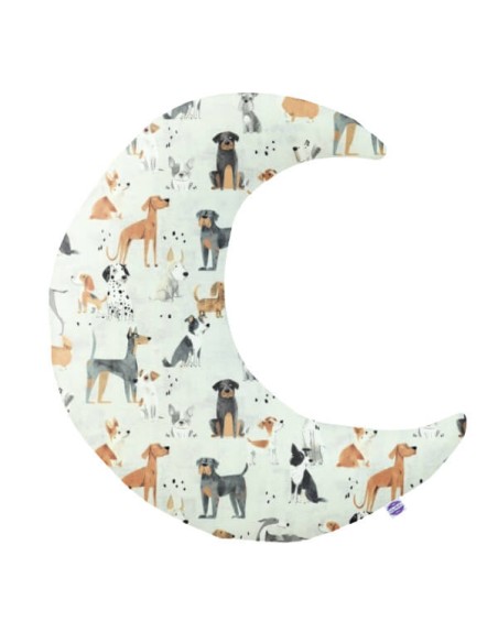 Psy - Poduszka Dekoracyjna Bawełna + Minky Księżyc 45x45 cm