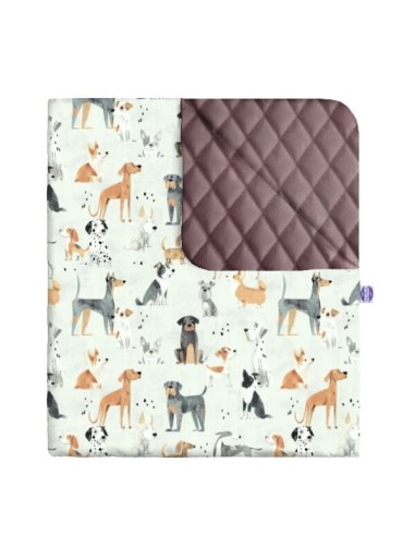 Psy - Narzuta velvet + bawełna - dowolny rozmiar