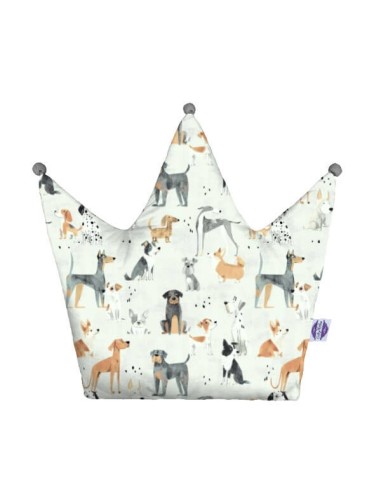 Psy - Poduszka Dekoracyjna Bawełna + Minky Korona 48x42 cm