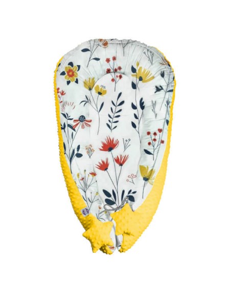 Łąka - Duży Kokon Niemowlęcy 110x70 cm Bawełna + Minky