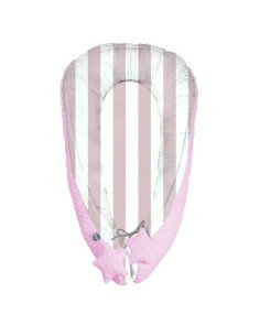 Pasy różowe - Duży Kokon Niemowlęcy 110x70 cm Bawełna + Minky