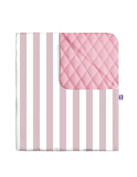 Pasy różowe - Narzuta velvet + bawełna - dowolny rozmiar