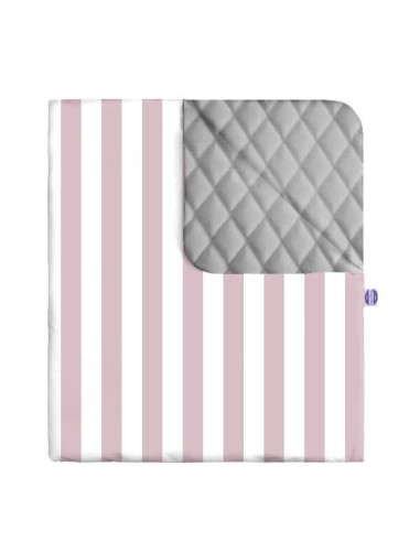 Pasy różowe - Narzuta velvet + bawełna - dowolny rozmiar