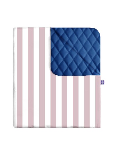 Pasy różowe - Narzuta velvet + bawełna - dowolny rozmiar