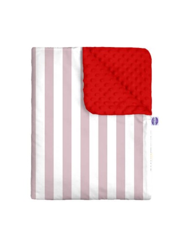 Pasy różowe - Zestaw - Kocyk Minky + Poduszka Minky - dowolny rozmiar