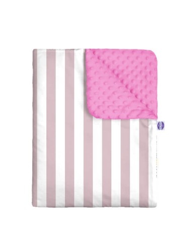 Pasy różowe - Zestaw - Kocyk Minky + Poduszka Minky - dowolny rozmiar