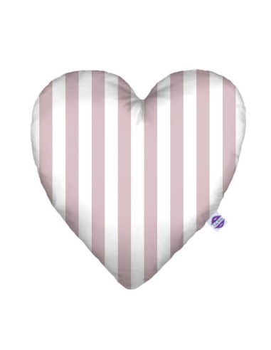 Pasy różowe - Poduszka Dekoracyjna Velvet + Bawełna Serce 48x48 cm