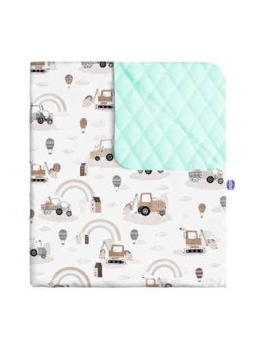 Pojazdy - Narzuta velvet + bawełna - dowolny rozmiar