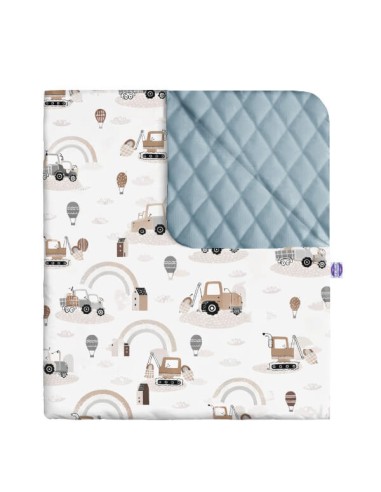 Pojazdy - Narzuta velvet + bawełna - dowolny rozmiar