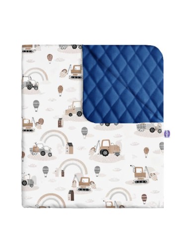 Pojazdy - Narzuta velvet + bawełna - dowolny rozmiar