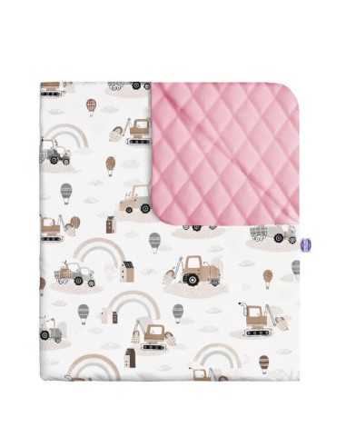 Pojazdy - Narzuta velvet + bawełna - dowolny rozmiar