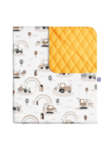 Pojazdy - Narzuta velvet + bawełna - dowolny rozmiar