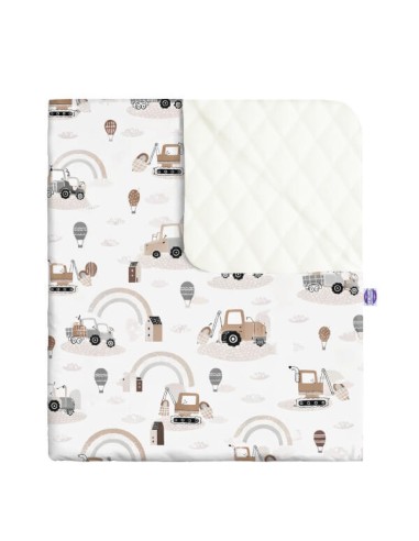 Pojazdy - Narzuta velvet + bawełna - dowolny rozmiar