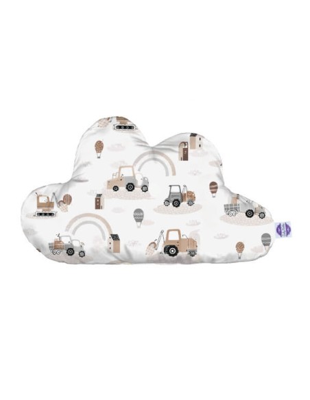 Pojazdy - Poduszka Dekoracyjna Bawełna + Minky Chmurka 54x34 cm