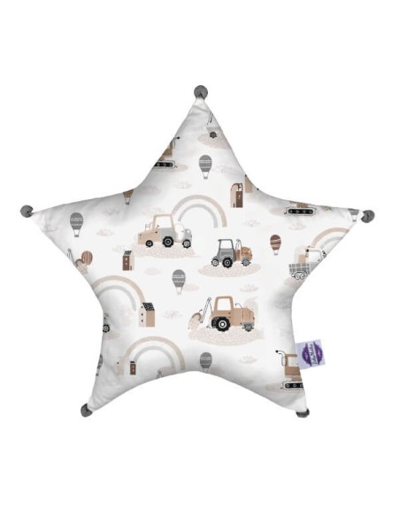 Pojazdy - Poduszka Dekoracyjna Bawełna + Minky Gwiazda 45x45 cm