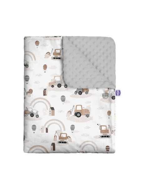 Pojazdy - Zestaw - Kocyk Minky + Poduszka Minky - dowolny rozmiar