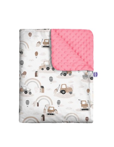 Pojazdy - Zestaw - Kocyk Minky + Poduszka Minky - dowolny rozmiar