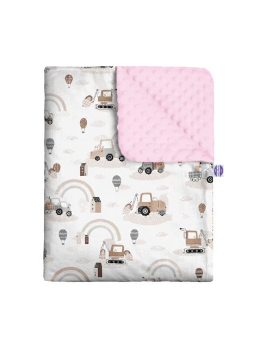 Pojazdy - Zestaw - Kocyk Minky + Poduszka Minky - dowolny rozmiar