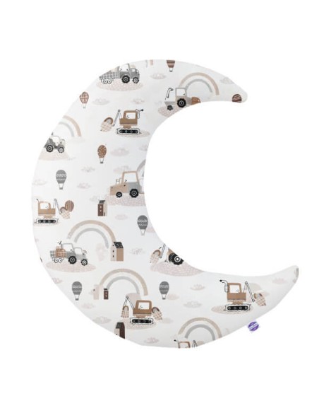 Pojazdy - Poduszka Dekoracyjna Bawełna + Minky Księżyc 45x45 cm