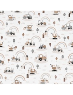 Pojazdy - Prześcieradło Bawełniane Bez Gumki - Dowolny Rozmiar