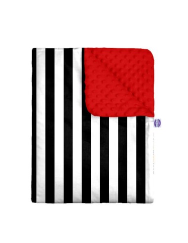 Pasy czarne - Zestaw - Kocyk Minky + Poduszka Minky - dowolny rozmiar