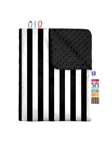 Pasy czarne - Zestaw - Kocyk Minky + Poduszka Minky - dowolny rozmiar