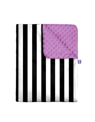 Pasy czarne - Zestaw - Kocyk Minky + Poduszka Minky - dowolny rozmiar