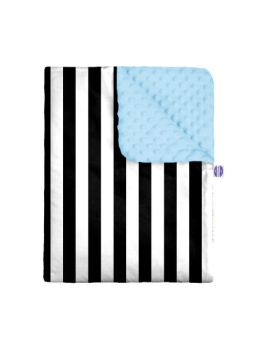 Pasy czarne - Zestaw - Kocyk Minky + Poduszka Minky - dowolny rozmiar