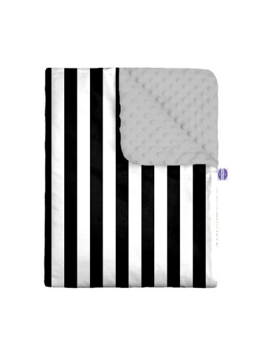 Pasy czarne - Zestaw - Kocyk Minky + Poduszka Minky - dowolny rozmiar