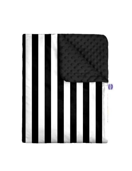 Pasy czarne - Kocyk Minky - dowolny rozmiar