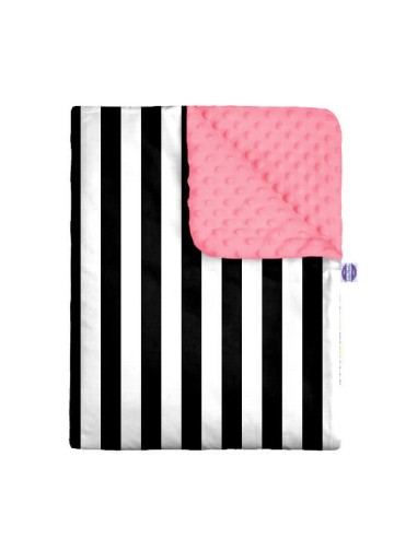 Pasy czarne - Kocyk Minky - dowolny rozmiar