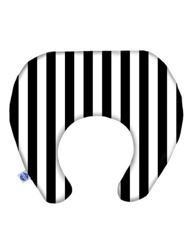 Pasy czarne - Poduszka Podróżna Rogal 44x36 cm (+5 LAT) bawełna + minky