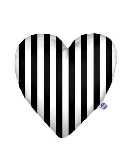 Pasy czarne - Poduszka Dekoracyjna Bawełniana Serce 48x48 cm