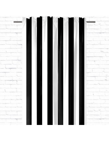 Pasy czarne - Zasłona bawełniana dekoracyjna