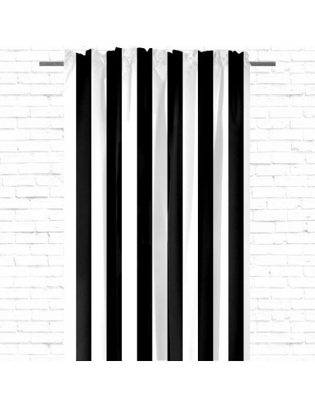 Pasy czarne - Zasłona bawełniana dekoracyjna
