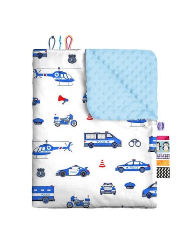 Policja - Zestaw - Kocyk Minky + Poduszka Minky - dowolny rozmiar