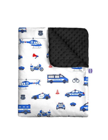 Policja - Zestaw - Kocyk Minky + Poduszka Minky - dowolny rozmiar