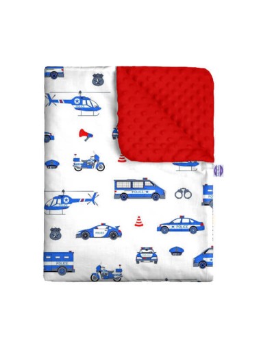 Policja - Zestaw - Kocyk Minky + Poduszka Minky - dowolny rozmiar