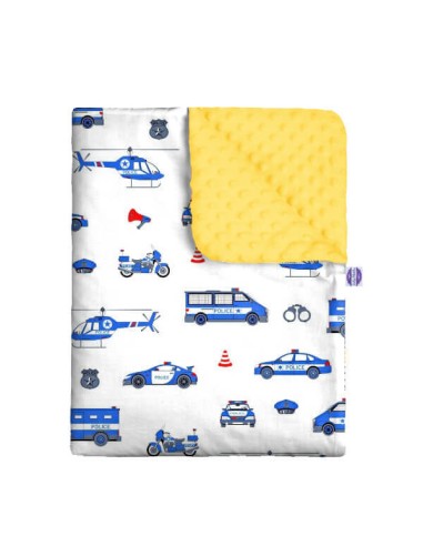 Policja - Zestaw - Kocyk Minky + Poduszka Minky - dowolny rozmiar