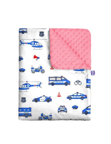 Policja - Zestaw - Kocyk Minky + Poduszka Minky - dowolny rozmiar