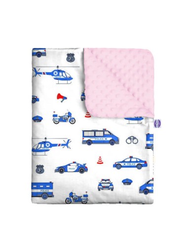 Policja - Zestaw - Kocyk Minky + Poduszka Minky - dowolny rozmiar