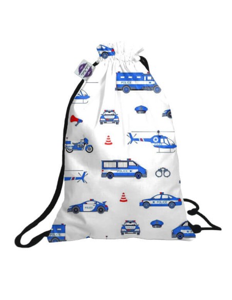 Policja - Worek/ Plecak Bawełniany na Buty, ubranka, zabawki itp. - Rozmiar 30x40 cm