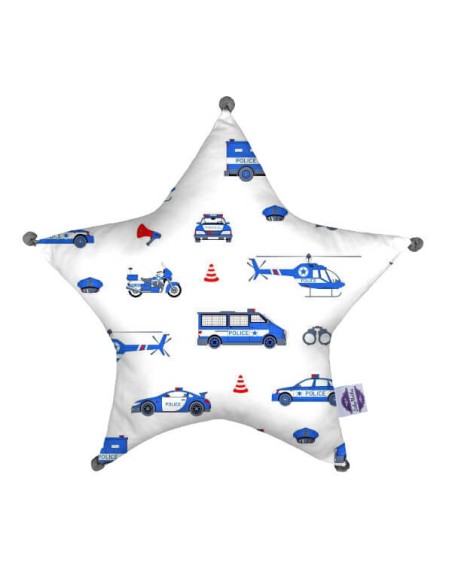 Policja - Poduszka Dekoracyjna Bawełna + Minky Gwiazda 45x45 cm