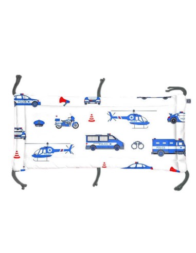 Policja - Moduł 60x30 cm Ochraniacza na Szczebelki do Łóżeczka 60x120 cm - dwustronnie bawełniany