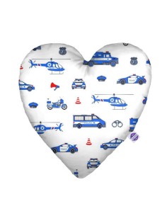 Policja - Poduszka Dekoracyjna Bawełna + Minky Serce 48x48 cm