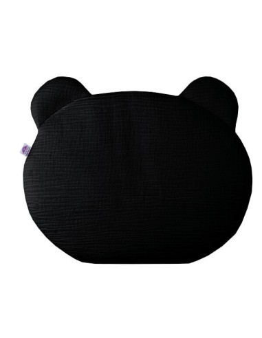 Black - Poduszka MIŚ z muślinu 40 x 30 cm