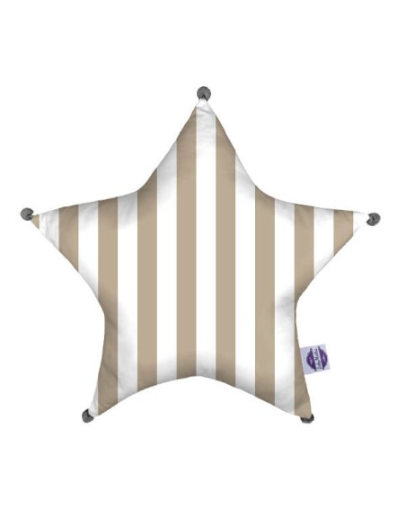 Pasy beżowe - Poduszka Dekoracyjna Bawełna + Minky Gwiazda 45x45 cm