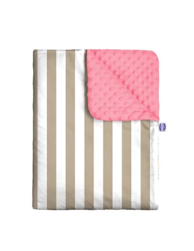 Pasy beżowe - Zestaw - Kocyk Minky + Poduszka Minky - dowolny rozmiar